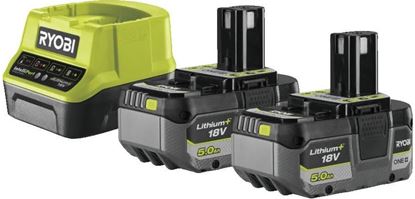 Снимка на Акумулаторен сет RYOBI RC18120-250X Lithium+ battery ONE+ 2 x 5.0Ah + ЗАРЯДНО,5133005308