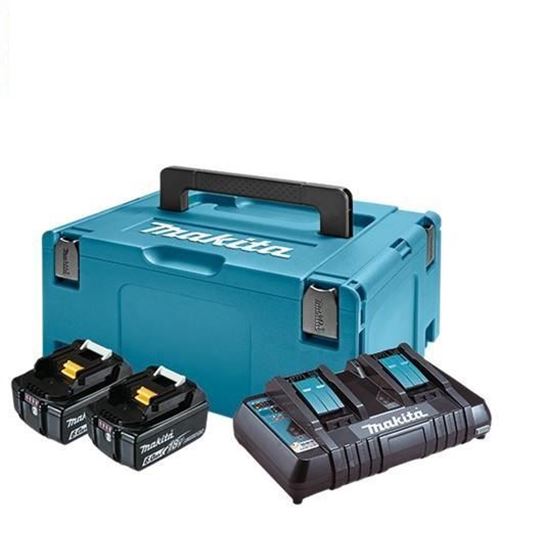 Снимка на Makita 198077-8 сет 2 х BL1860B,18V 6.0Ah + зарядно DC18RD+ куфар MacPack 3