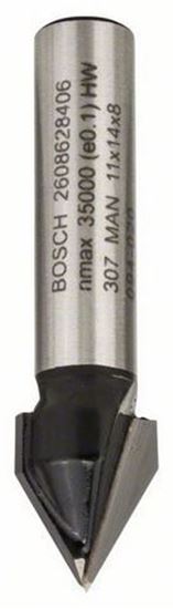 Снимка на V-канален фрезер;8 mm, D1 11 mm, L 14 mm, G 45 mm, 60°;2608628406