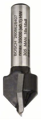 Снимка на V-канален фрезер;8 mm, D1 16 mm, L 16 mm, G 45 mm, 90°;2608628407