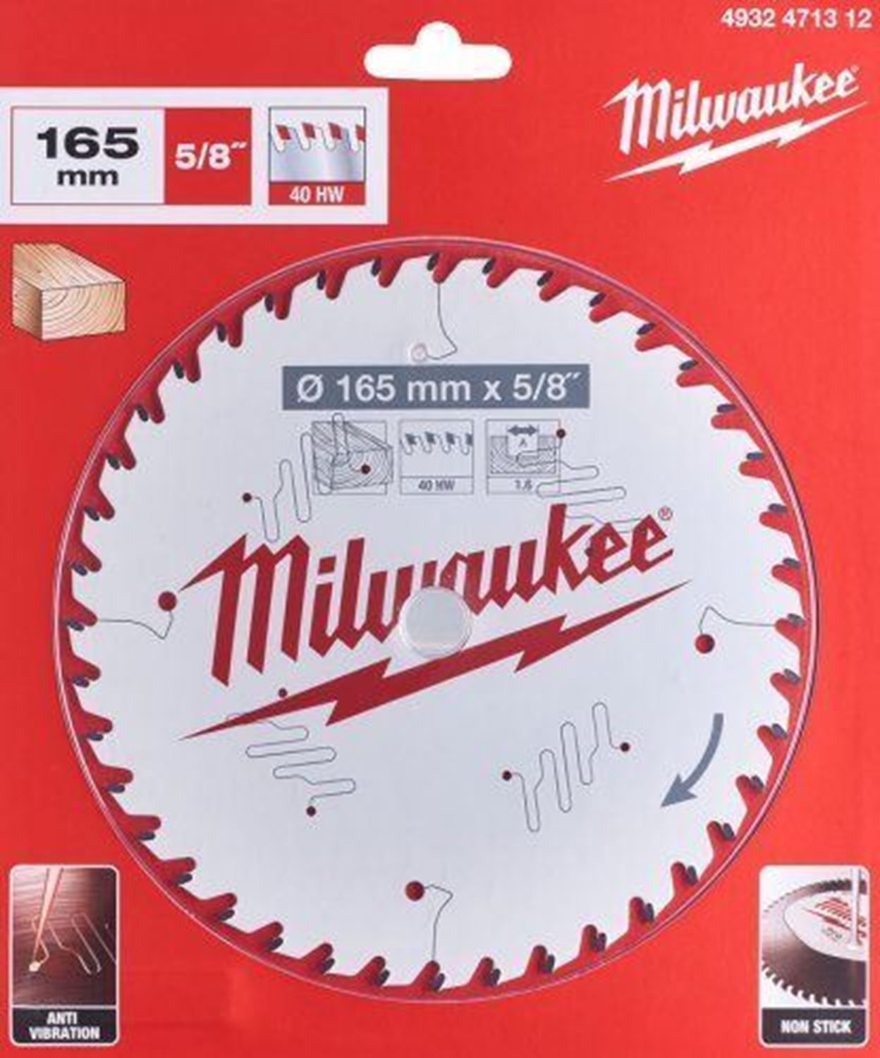 Снимка на Циркулярен диск за дърво Milwaukee 165x5/8"x1.6x40-зъба 4932471312