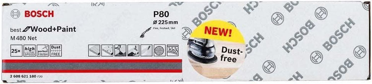 Снимка на Комплект 25 броя мрежи за шлифоване,225mm,80,25x,Bosch,2608621180