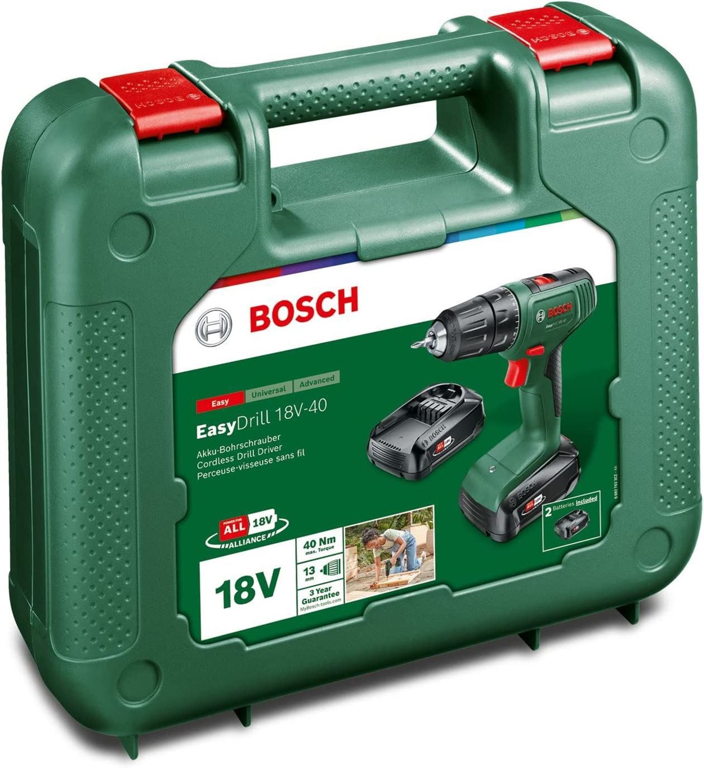 Снимка на Акумулаторен винтоверт EasyDrill 18V-40,2x2,0Ah батерии,куфар,06039D8005,Bosch