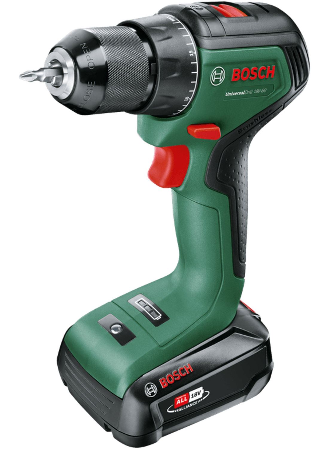 Снимка на Акумулаторен винтоверт UniversalDrill 18V-60,1x2,0Ah + AL 18V-20,куфар,06039D7001,Bosch