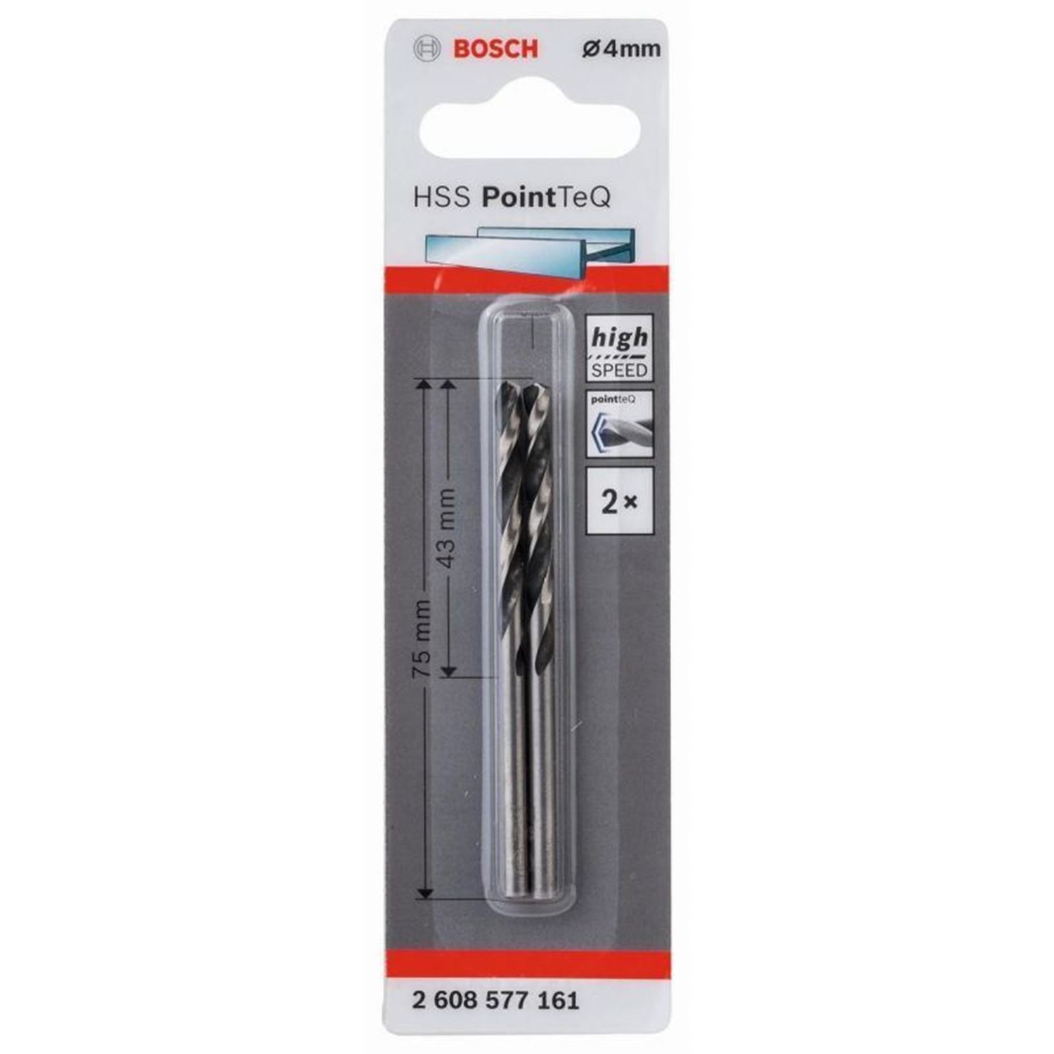 Снимка на HSS Свредло за метал PointTec 4.0mm,2 броя,2608577161,Bosch