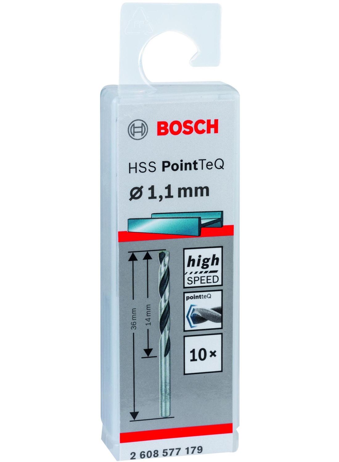 Снимка на HSS Свредла за метал PointTec 1.1mm,10 броя,2608577179,Bosch