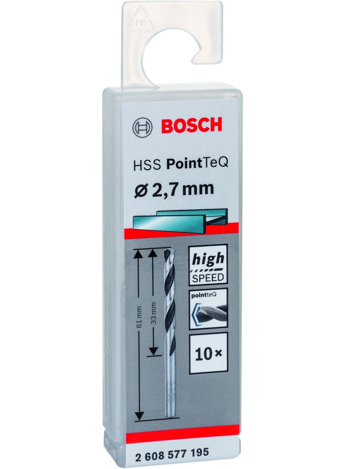 Снимка на HSS Свредло за метал PointTec 2.7mm,10 броя,2608577195,Bosch