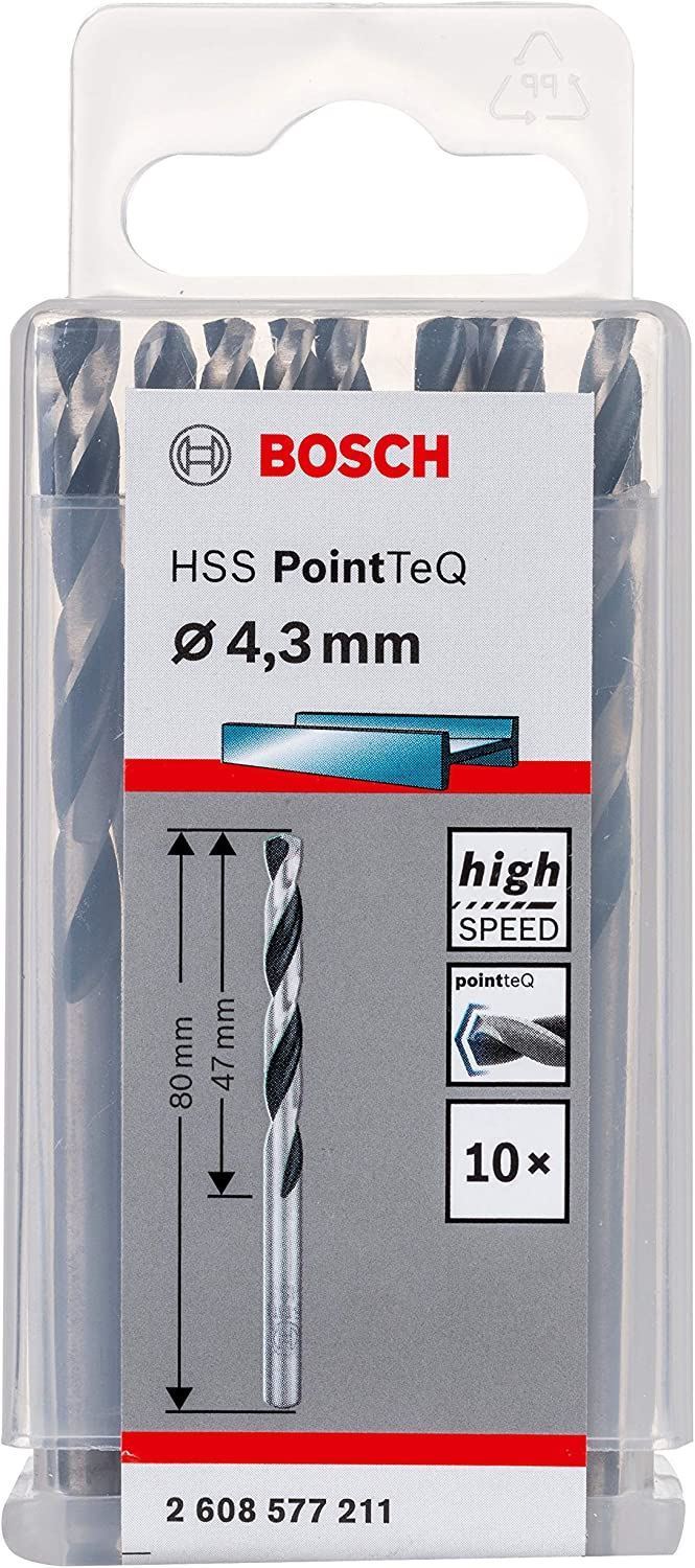 Снимка на HSS Свредло за метал PointTec 4.3mm,10 броя,2608577211,Bosch