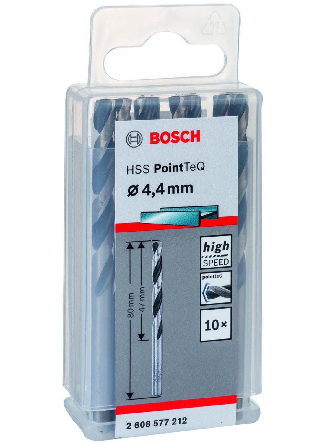 Снимка на HSS Свредло за метал PointTec 4.4mm,10 броя,2608577212,Bosch
