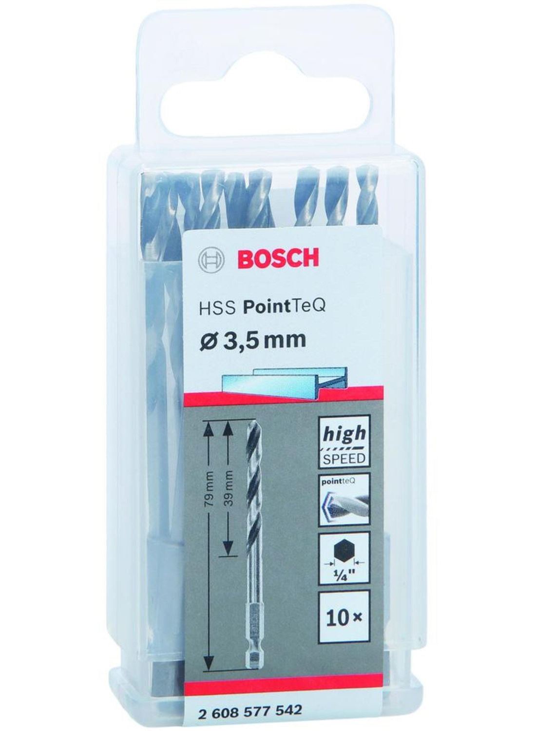 Снимка на Свредла HSS PointTeQ Hex 3.5mm,10 бр,2608577542,Bosch