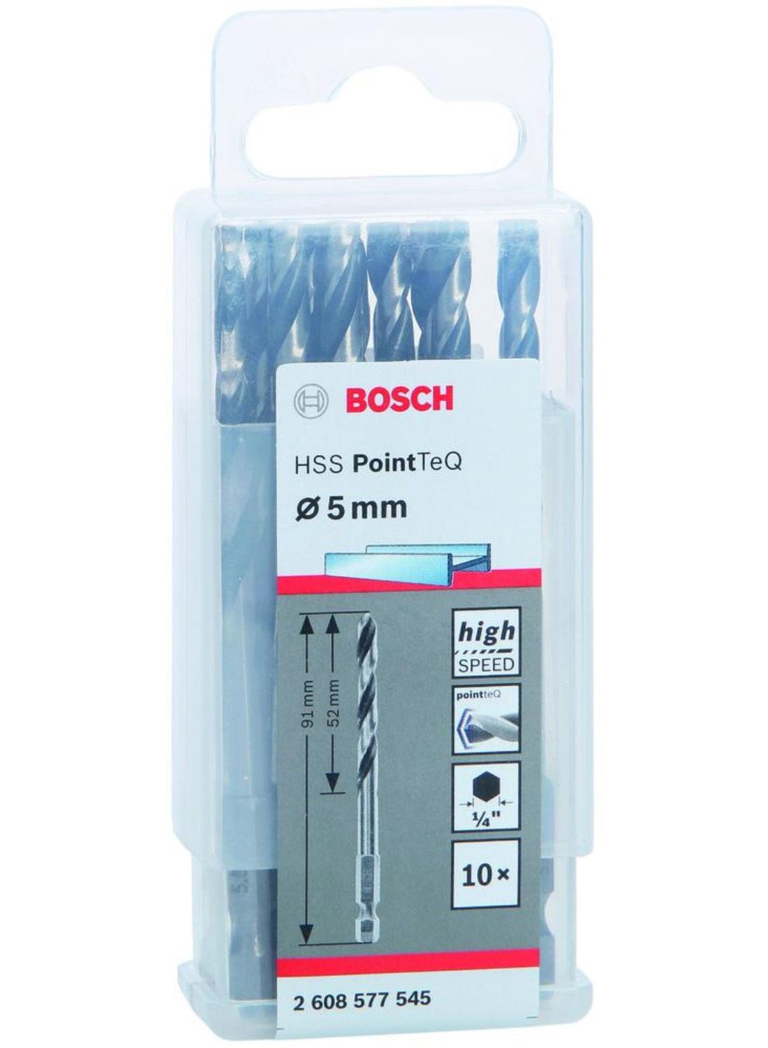 Снимка на Свредла HSS PointTeQ Hex 5.0mm,10 бр,2608577545,Bosch