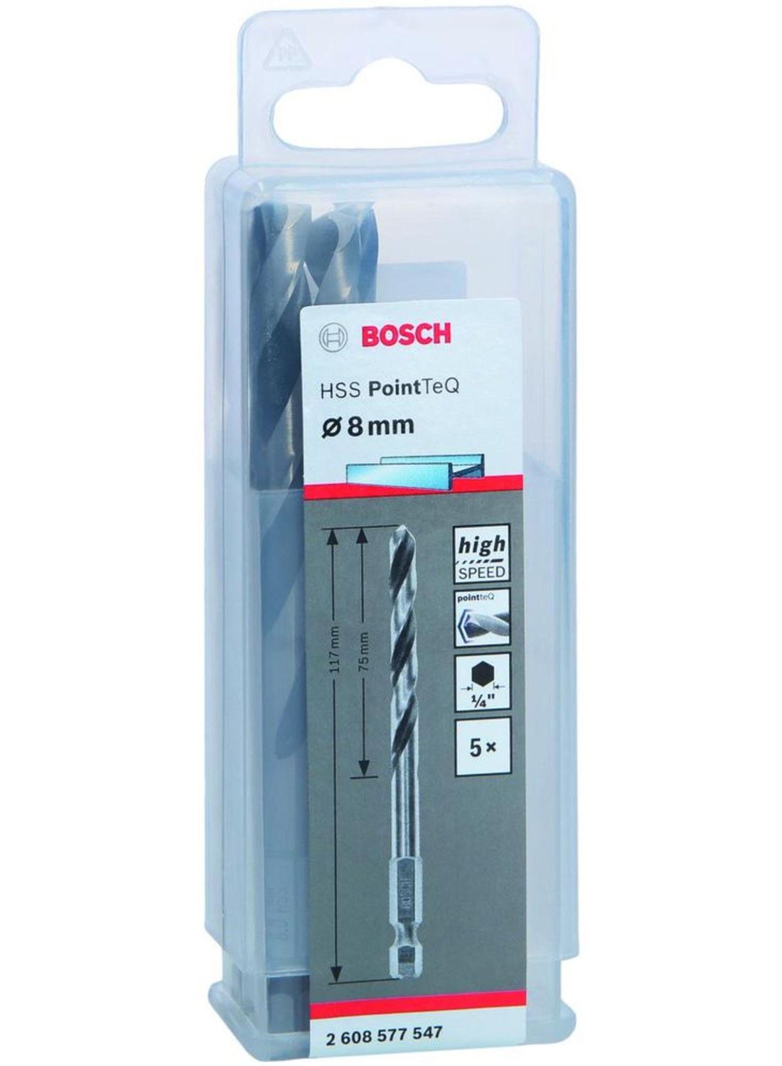 Снимка на Свредла HSS PointTeQ Hex 8.0mm,5 бр,2608577547,Bosch