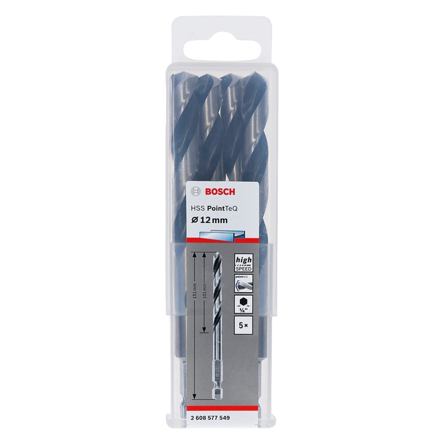 Снимка на Свредла HSS PointTeQ Hex 12.0mm,5 бр,2608577549,Bosch