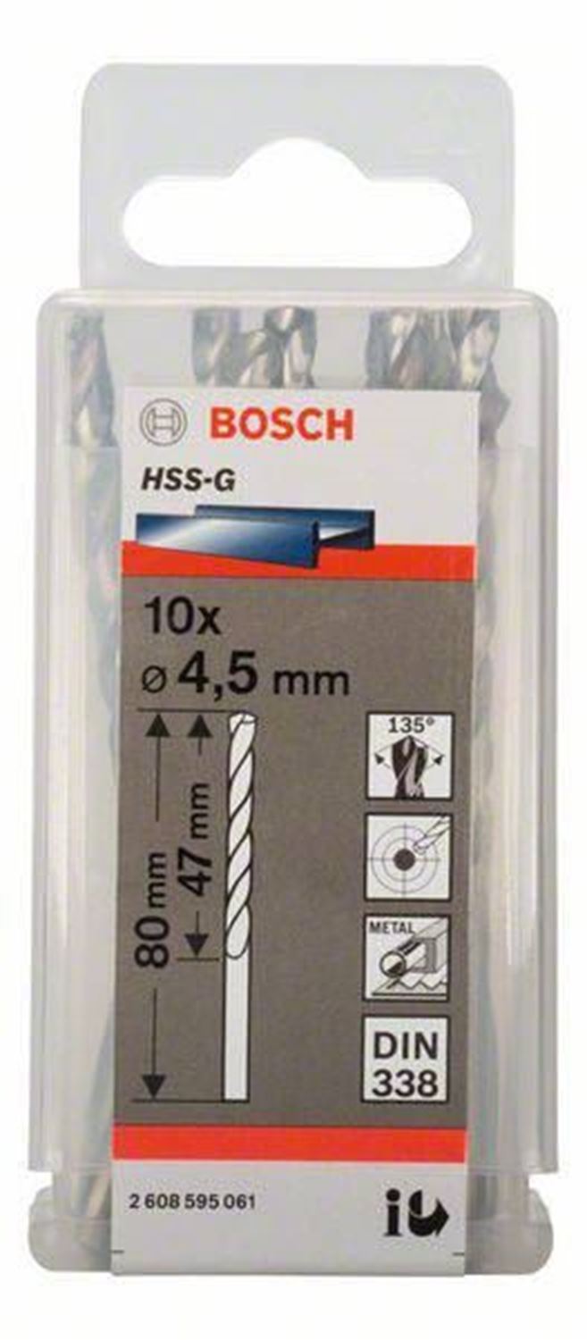 Снимка на Свредло за метал HSS-G 4,5x47x80 mm,10 броя,2608595061,Bosch