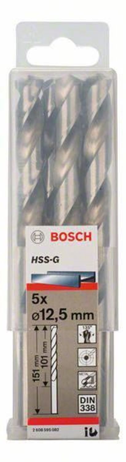 Снимка на Свредло за метал HSS-G 12,5x101x151 mm,5 броя,2608595082,Bosch