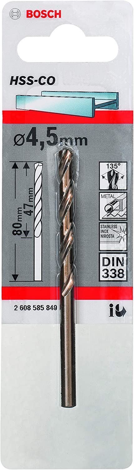 Снимка на Свредло за метал HSS-Co DIN 338 4,5x47x80 mm,2608585849,Bosch