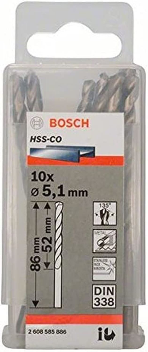 Снимка на Свредло за метал HSS-Co Standard line 5,1x52x86 mm,10 броя,2608585886,Bosch