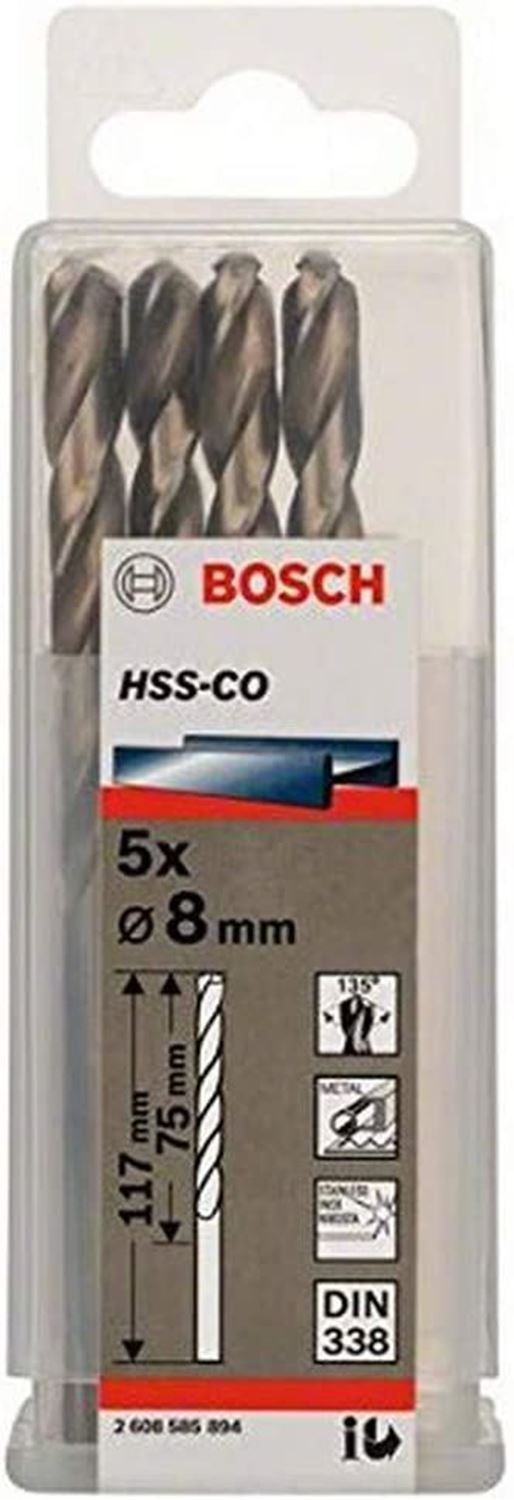 Снимка на Свредло за метал HSS-Co Standard line 8x75x117 mm,5 броя,2608585894,Bosch