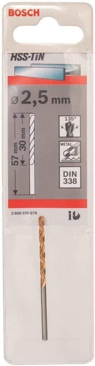 Снимка на Свредло за метал HSS-TiN DIN 338 2,5x30x57 mm,2608596676,Bosch