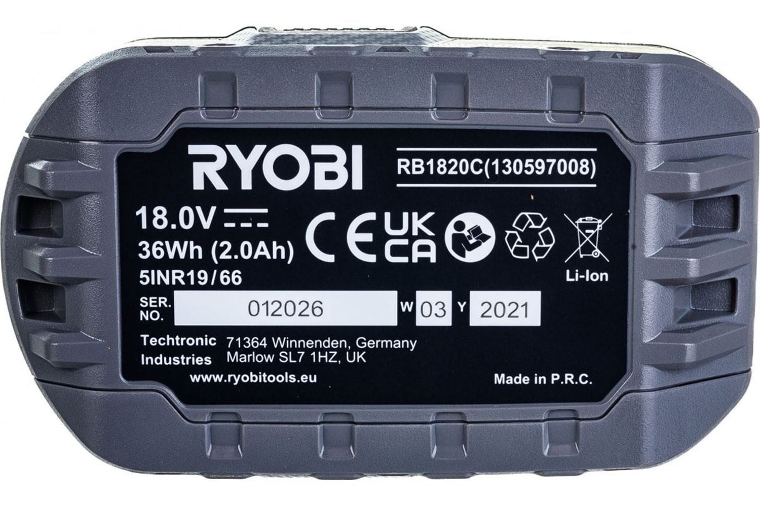 Снимка на Акумулаторна батерия 2.0Ah RB1820C, 18V,5133005052,Ryobi