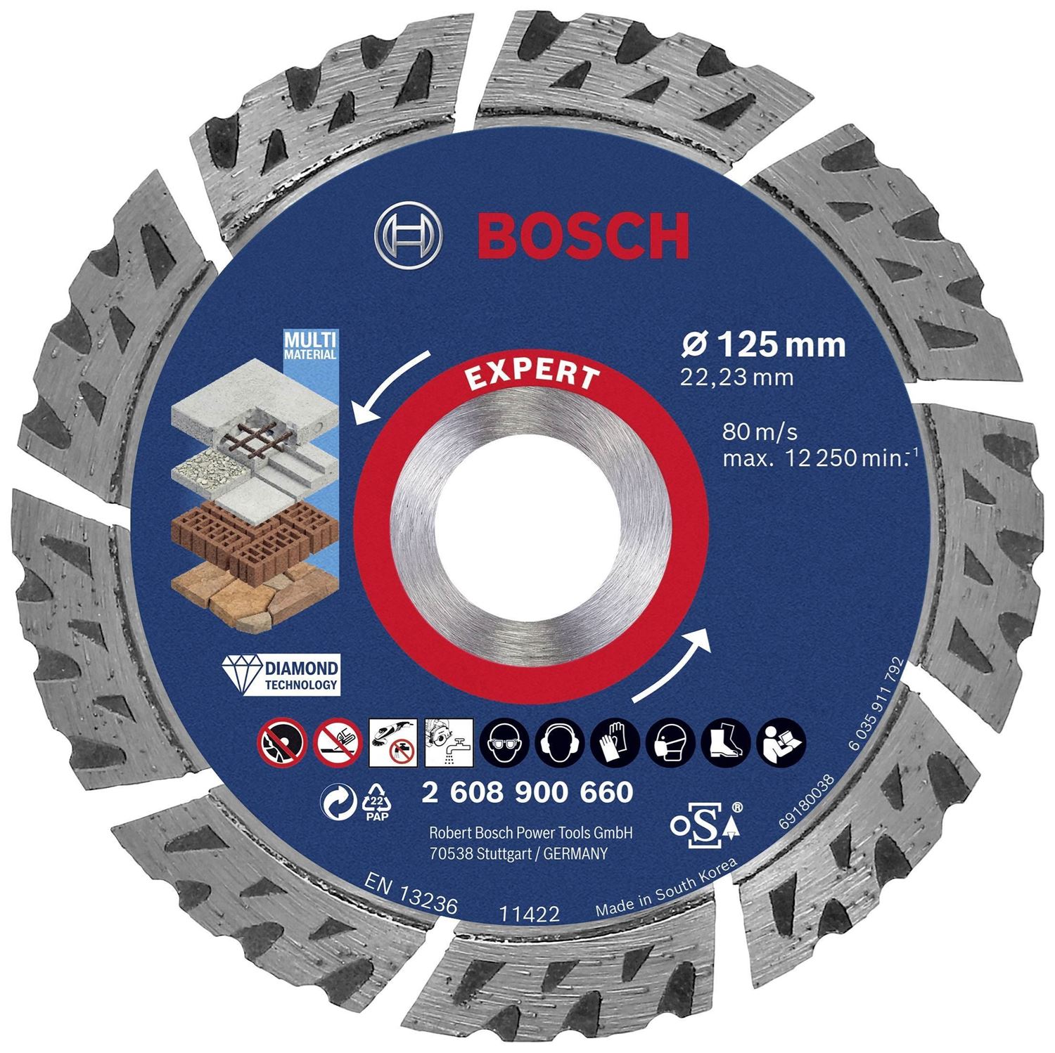 Снимка на EXPERT Диамантен диск за рязане Multi Material 125x22.23x2.2x12 mm,2608900660,Bosch