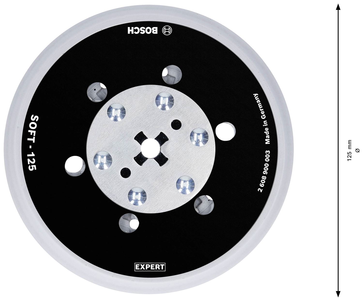 Снимка на EXPERT Шлифовъчна подложка мека Multi-Hole D125,болт 5/16”,2 шайби,2608900003,Bosch