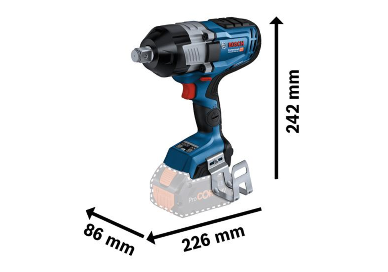 Снимка на Акумулаторен ударен гайковерт BOSCH GDS 18V-1600 HC, SOLO, 06019M1000