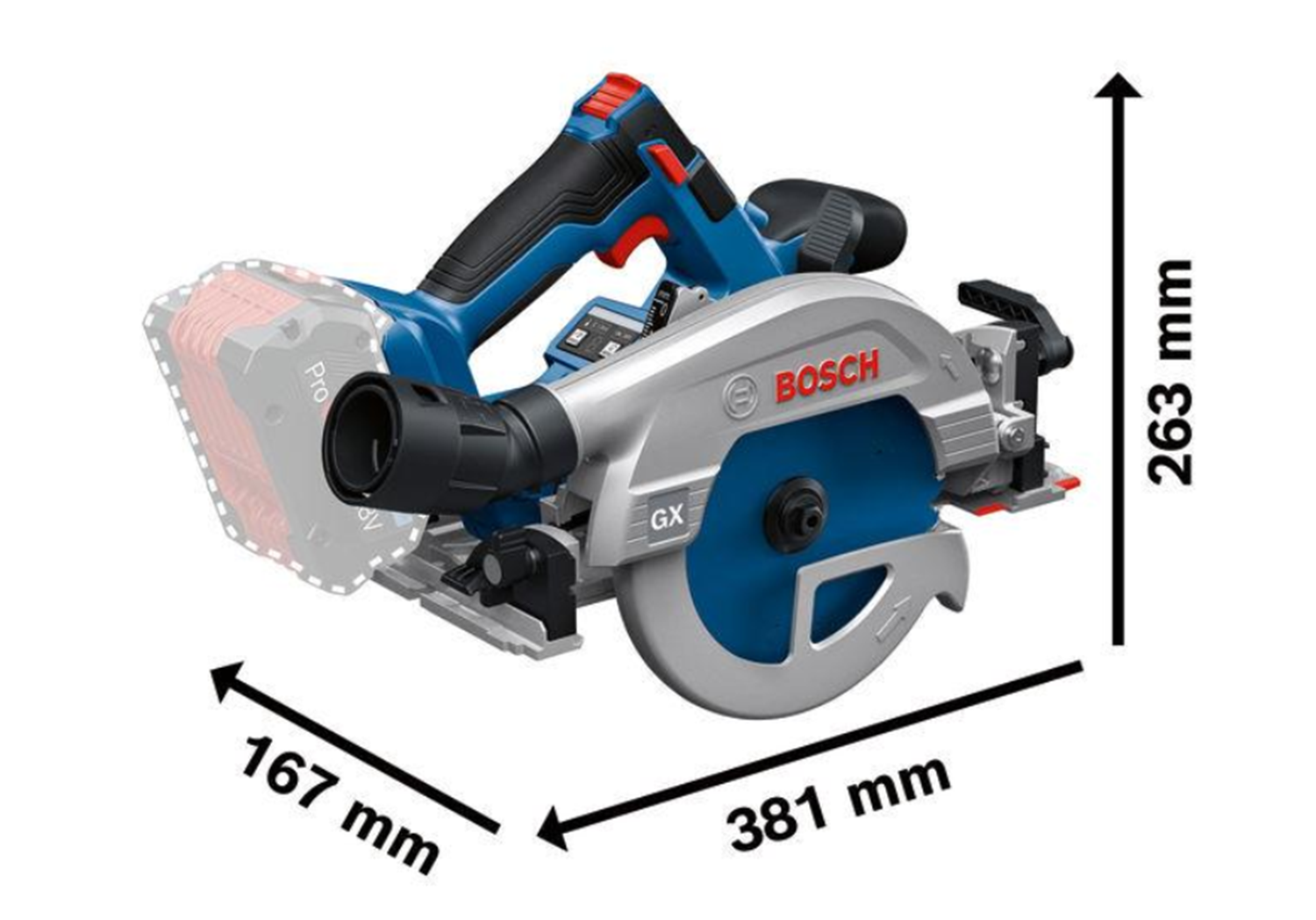 Снимка на Акумулаторен циркуляр BOSCH GKS 18V-57-2GX, SOLO, 06016C1000