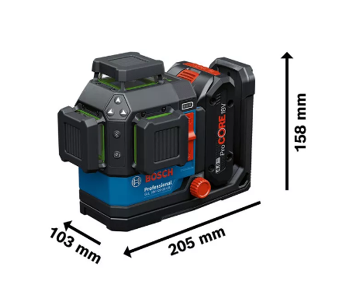 Снимка на Линеен лазер BOSCH GLL 18V-120-33CG, SOLO, държач DK20, L-Boxx, 0601065101 