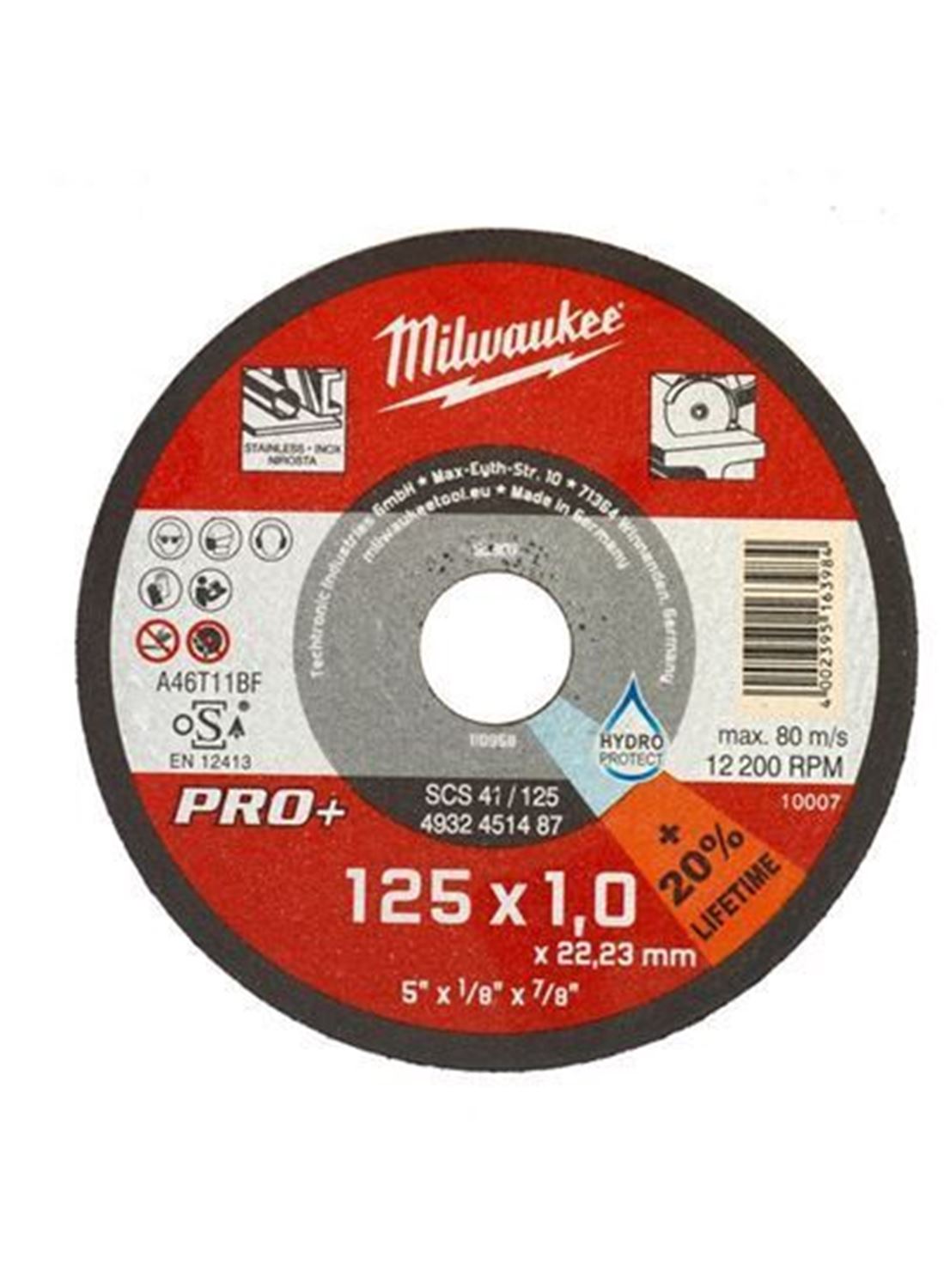 Снимка на Ъглошлайф MILWAUKEE AG1000-125EKX, 1000W, 125mm +10* Диск за метал ф125ммх1мм PRO+,Milwaukee,4932451487  